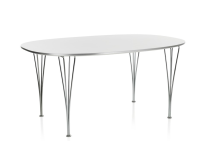 Обеденный стол Super-Elliptical B619, белый/хромованные ножки
